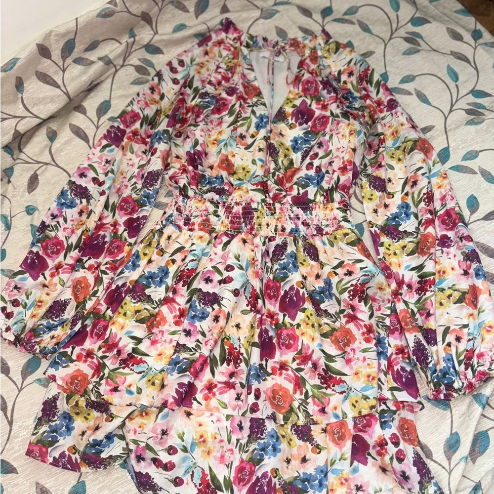 NSR Multicolor Floral Ruffle Dress